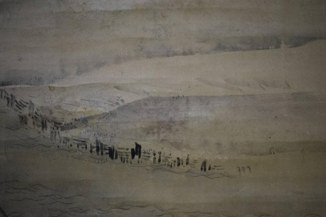 真作/英一蝶/舟人物図/船頭図/大幅/布袋屋掛軸HH-972