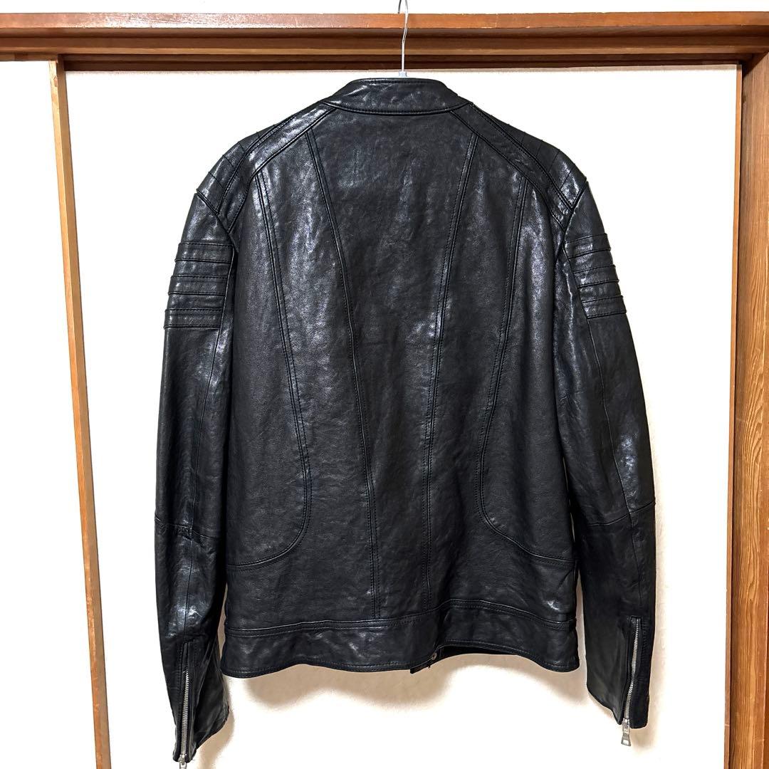 【アビ】イタリア　ラムレザー　本革　シングル　ライダースジャケット