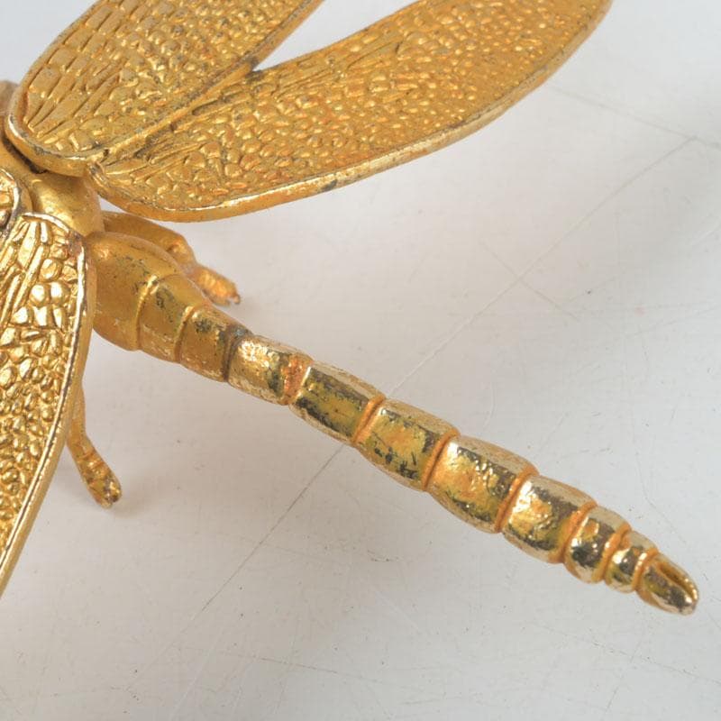 古銅鍍金　玉石装飾　蜻蛉など　昆虫　置物　4点まとめて　V　9552