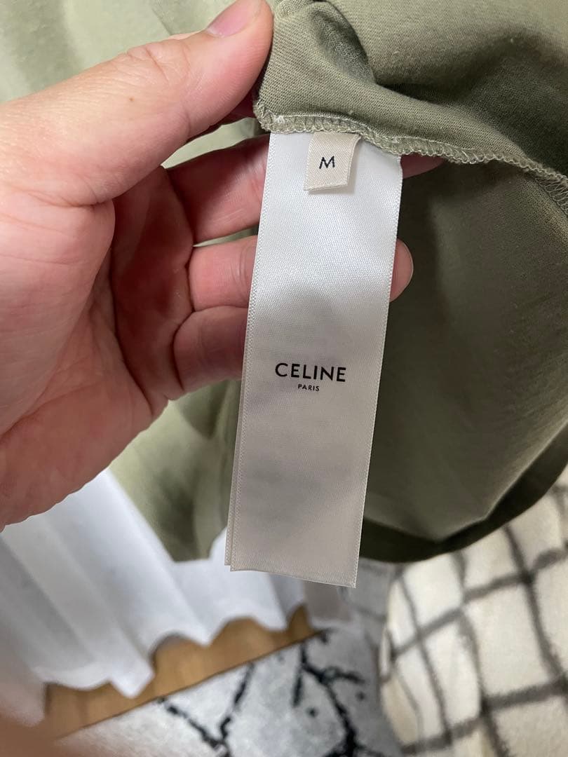 CELINE セリーヌ ロゴTシャツ カーキ Mサイズ 半袖