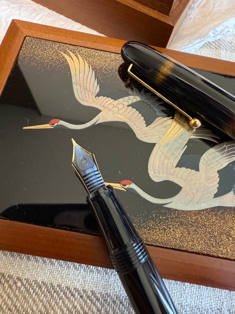 パイロット万年筆蒔絵、鶴、国光会箱