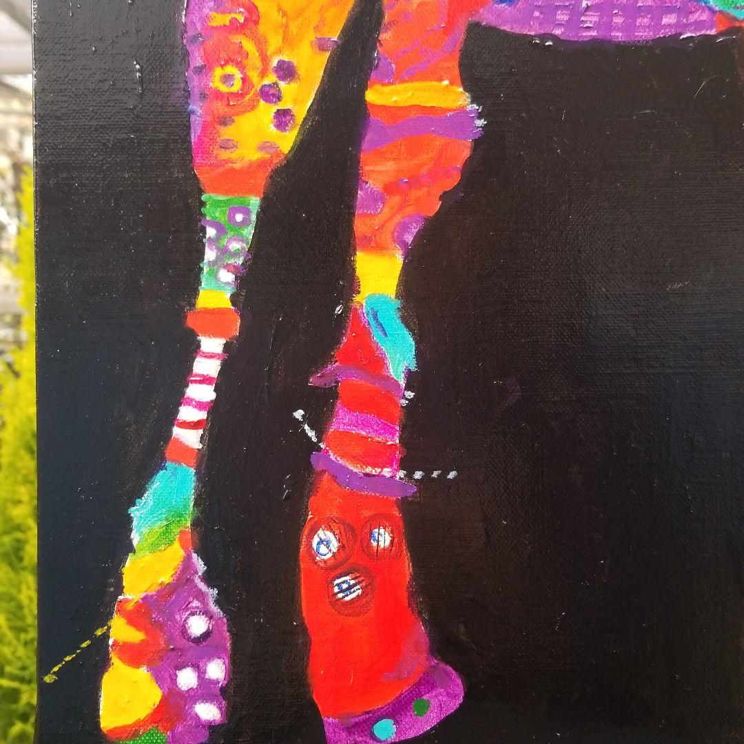 油絵　専用　大好きな馬に乗る鳥