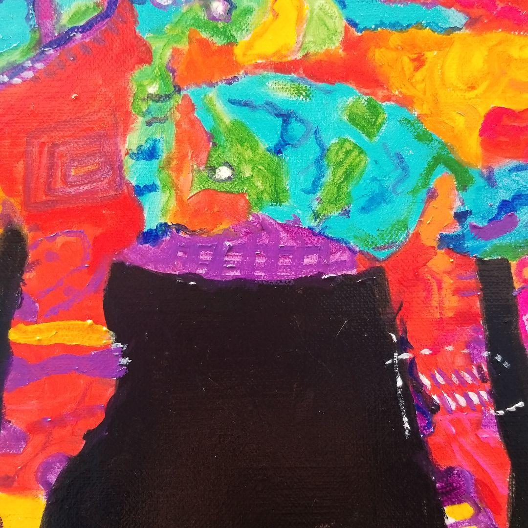 油絵　専用　大好きな馬に乗る鳥