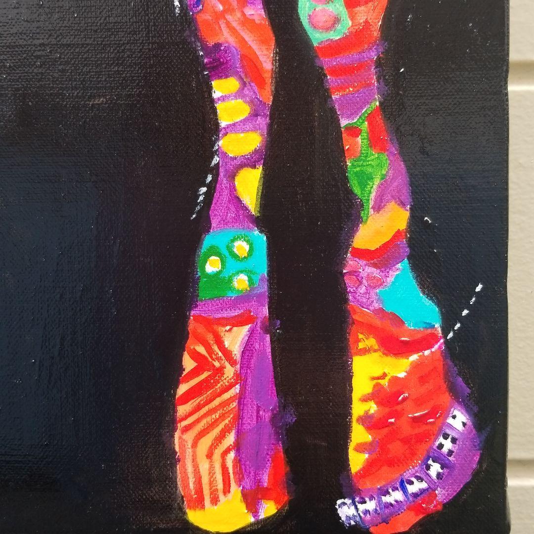 油絵　専用　大好きな馬に乗る鳥