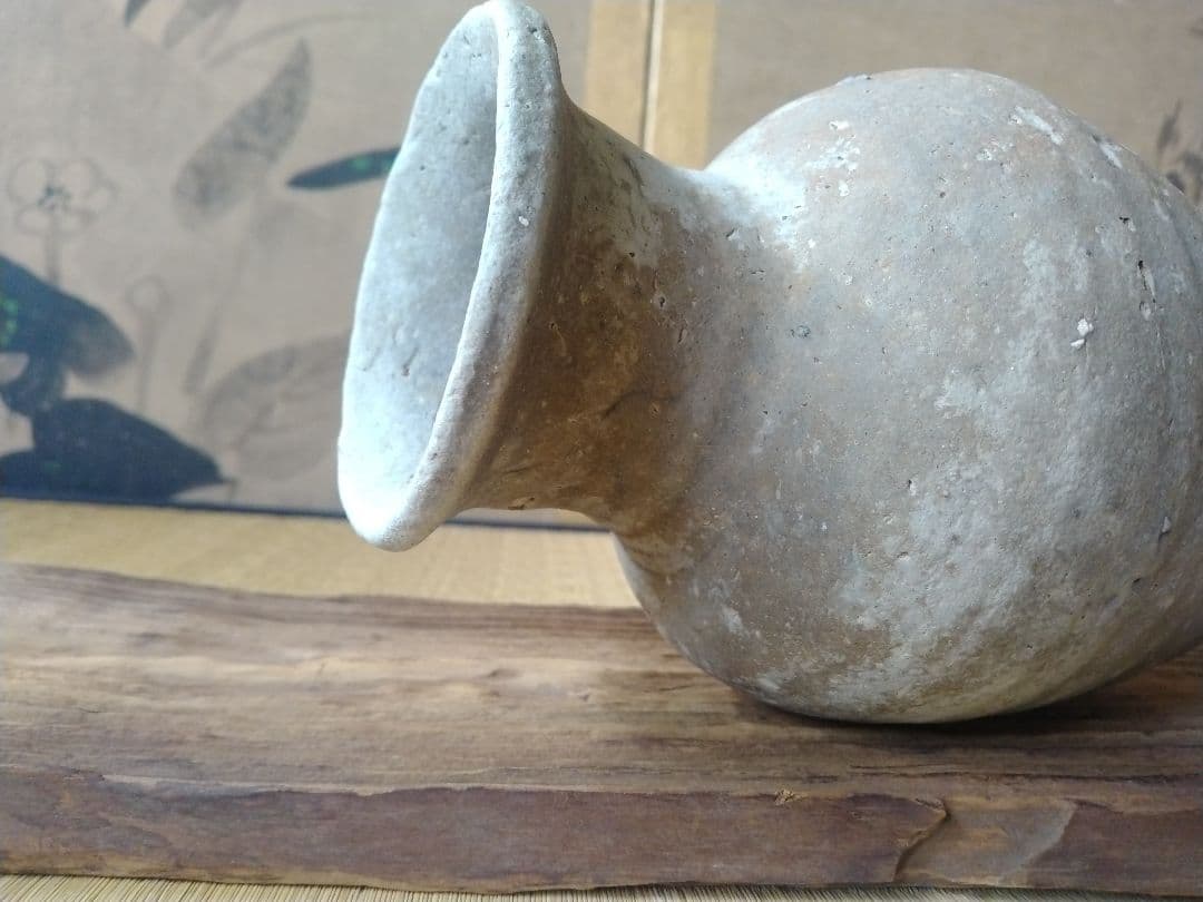 平安時代頃　須恵器瓶　骨董　古美術　仏教美術　茶道具　華道　花器　土器　徳利　壺