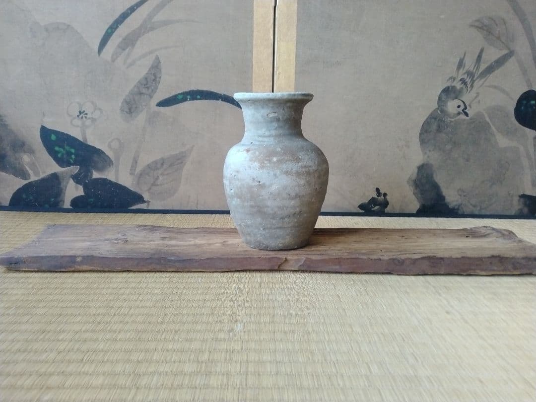 平安時代頃　須恵器瓶　骨董　古美術　仏教美術　茶道具　華道　花器　土器　徳利　壺