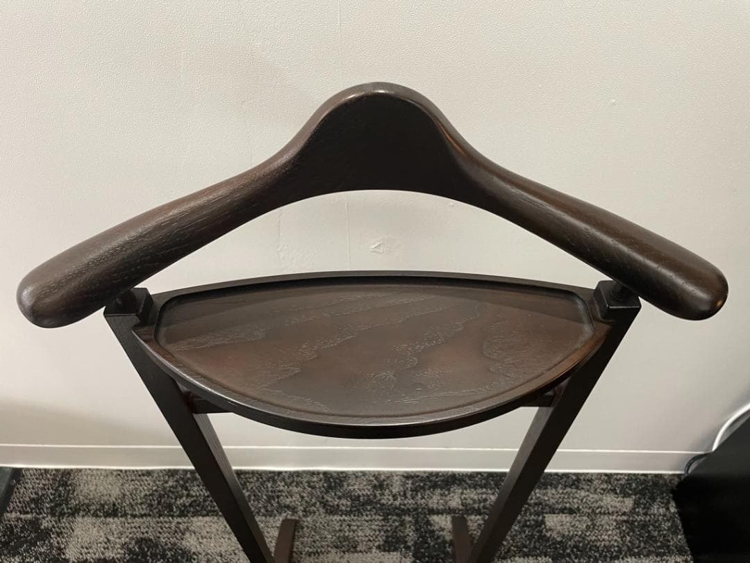 【美品】旭川家具 カンディハウス 小物置き付き ハンガースタンド/コートハンガー