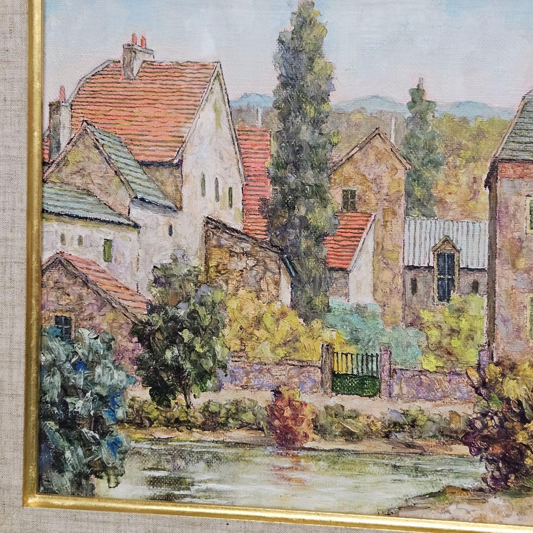 田辺栄次郎 サンスの水辺 油彩画