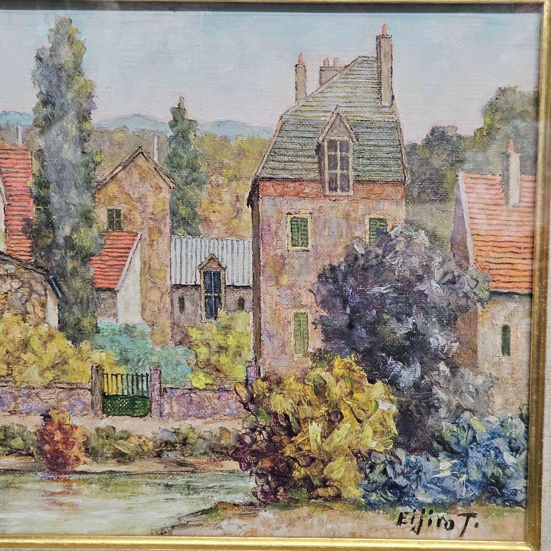 田辺栄次郎 サンスの水辺 油彩画