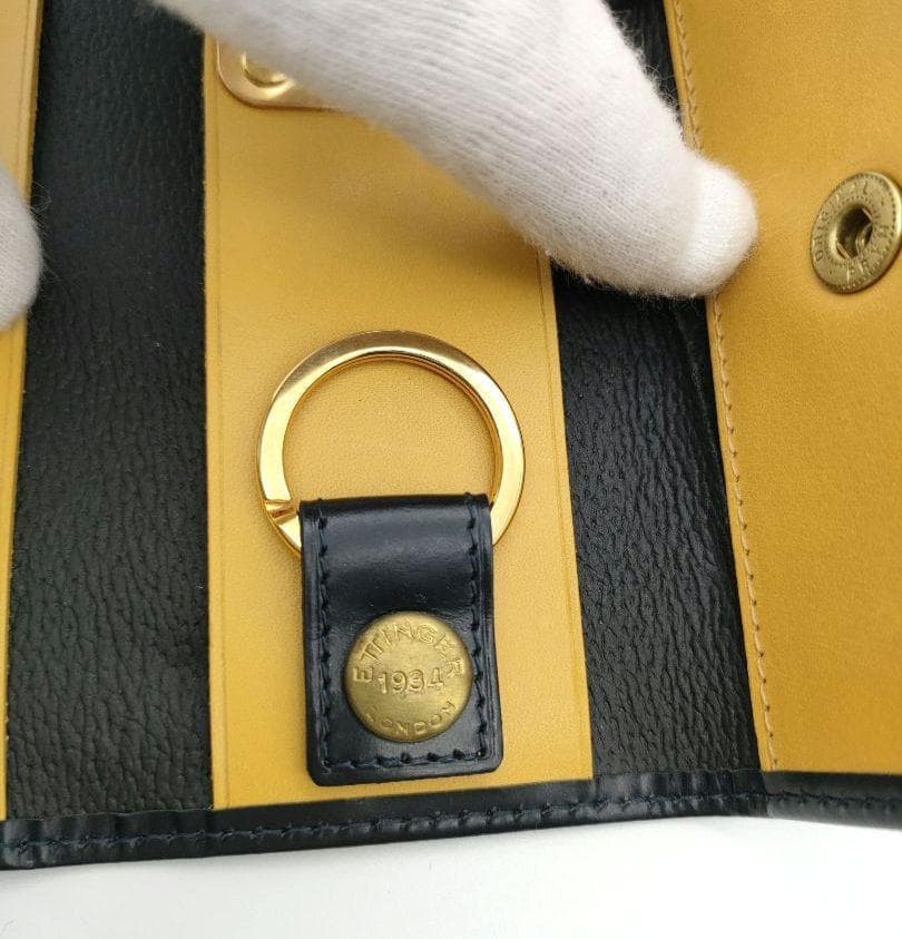 エッティンガー キーケース レザー　ブラック イエロー箱 ケアカード