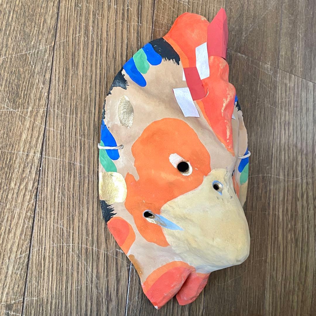 京都　嵯峨面　「干支・とり」鳥　酉　縁起物　厄除け魔除け　藤原孚石作　民芸　民藝