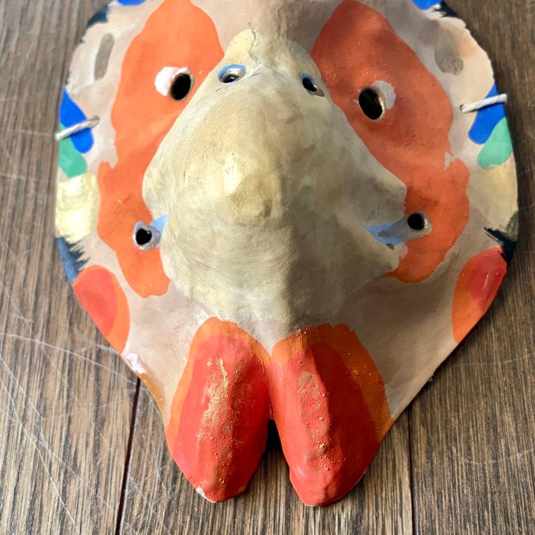 京都　嵯峨面　「干支・とり」鳥　酉　縁起物　厄除け魔除け　藤原孚石作　民芸　民藝