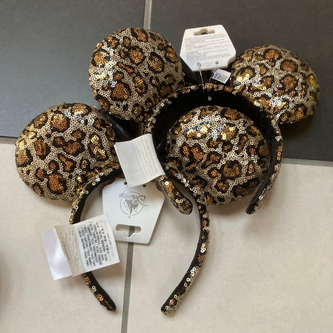 ヒョウ柄　スパンコールカチューシャセット