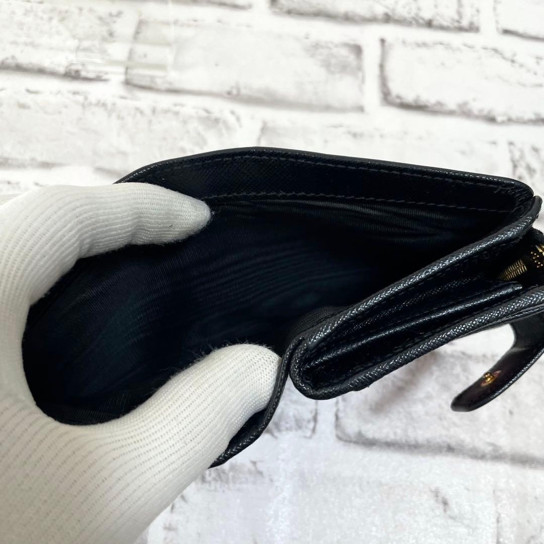未使用級✨プラダ　現行　２つ折り財布　バイカラー　黒×ピンク　RFIDタグ