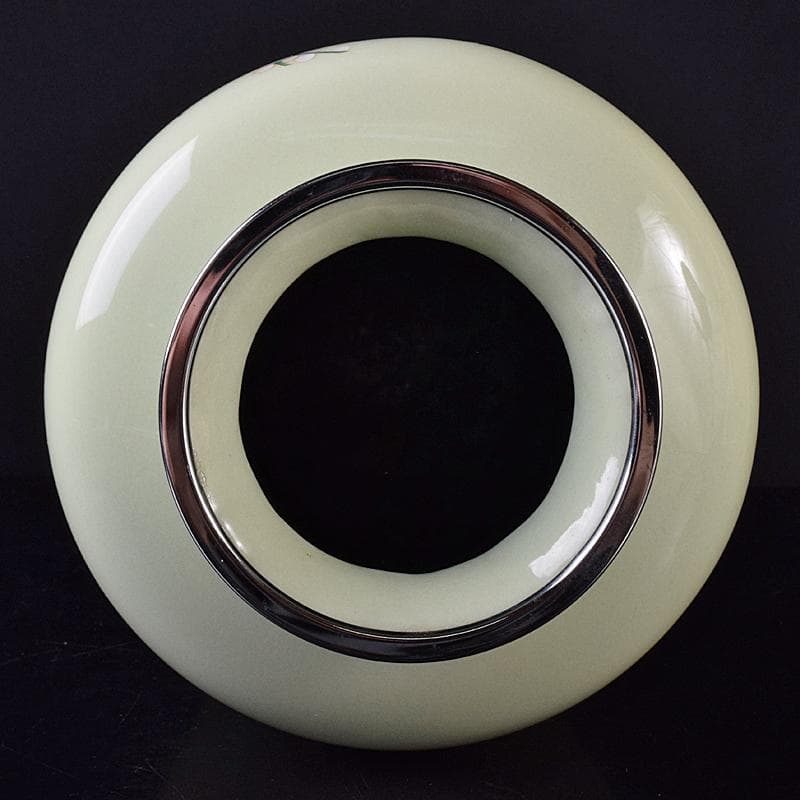 七宝焼　四君子文　花瓶　唐木台・時代箱付　M　R8383B