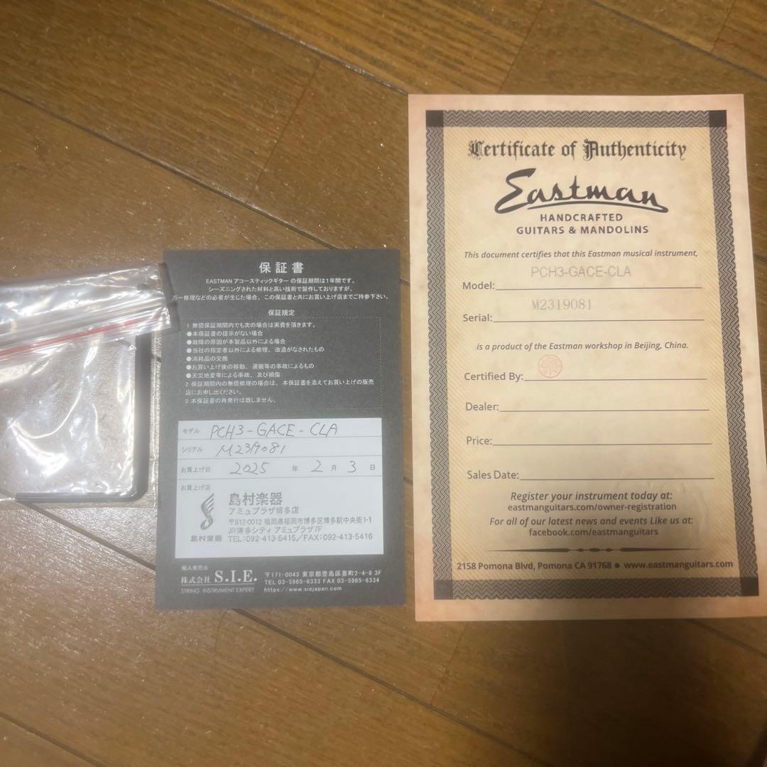 アコースティックギター Eastman/GACE