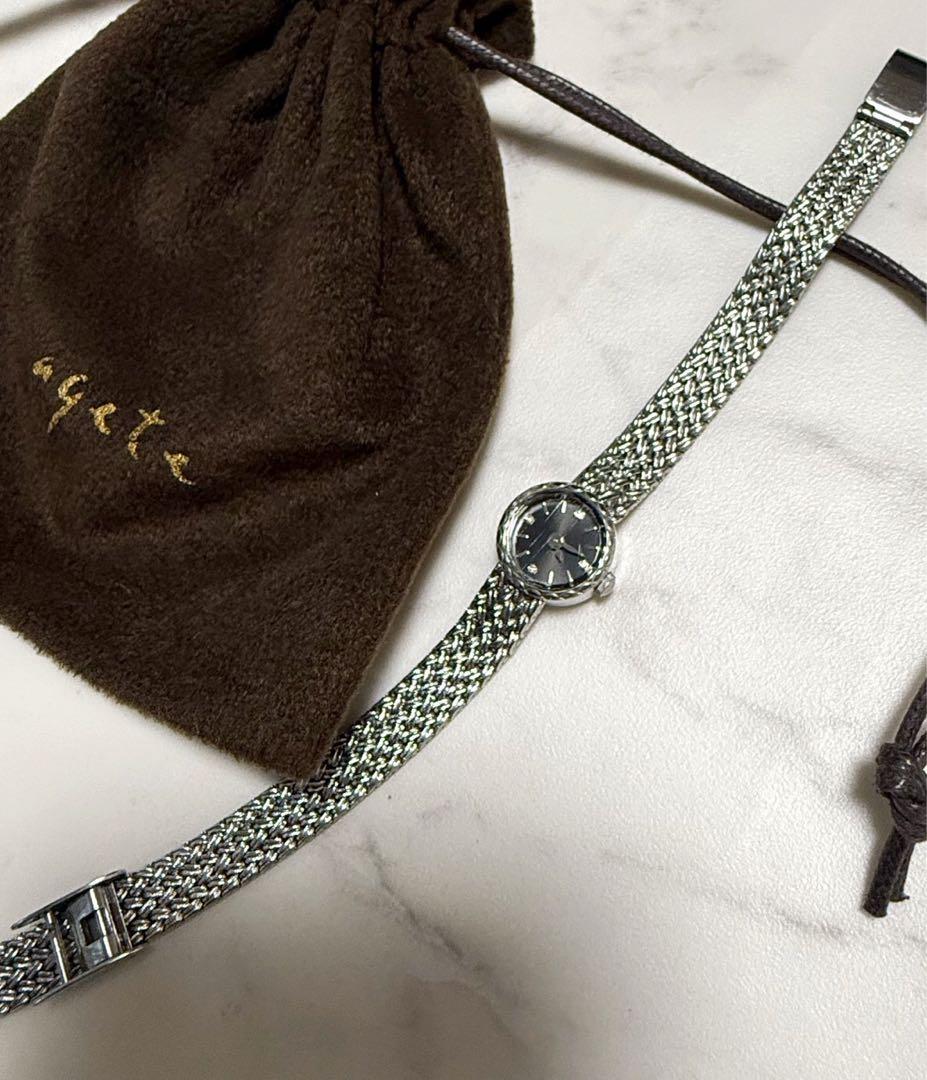 agete ラウンドフェイスウオッチ　時計　シルバーカラー　傷あり