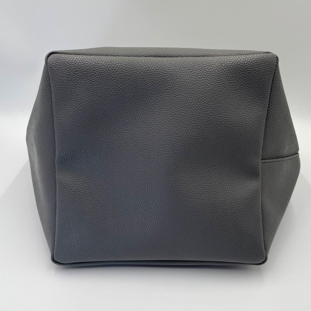 美品 エルベシャプリエ ハンドバッグ 舟型トート L 725GP レザー グレー