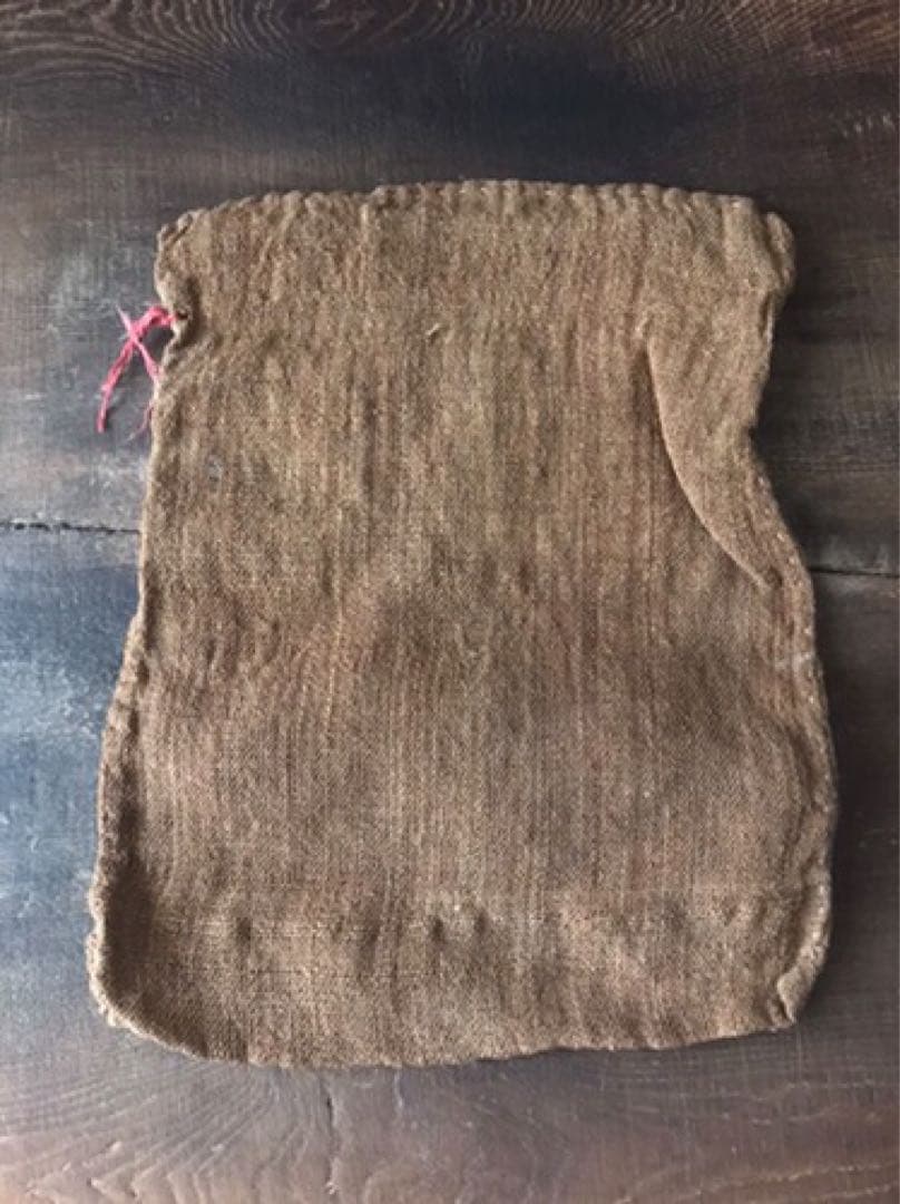 古シナ布　科布　襤褸 東北地方 大正時代 古袋 しな布　31cm x 39cm