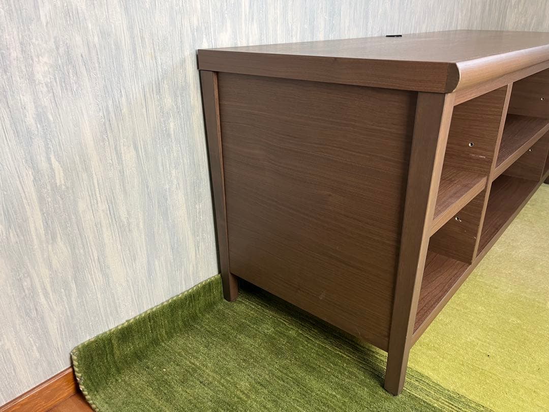 大型オープンシェルフ ブラウン木製テレビボード