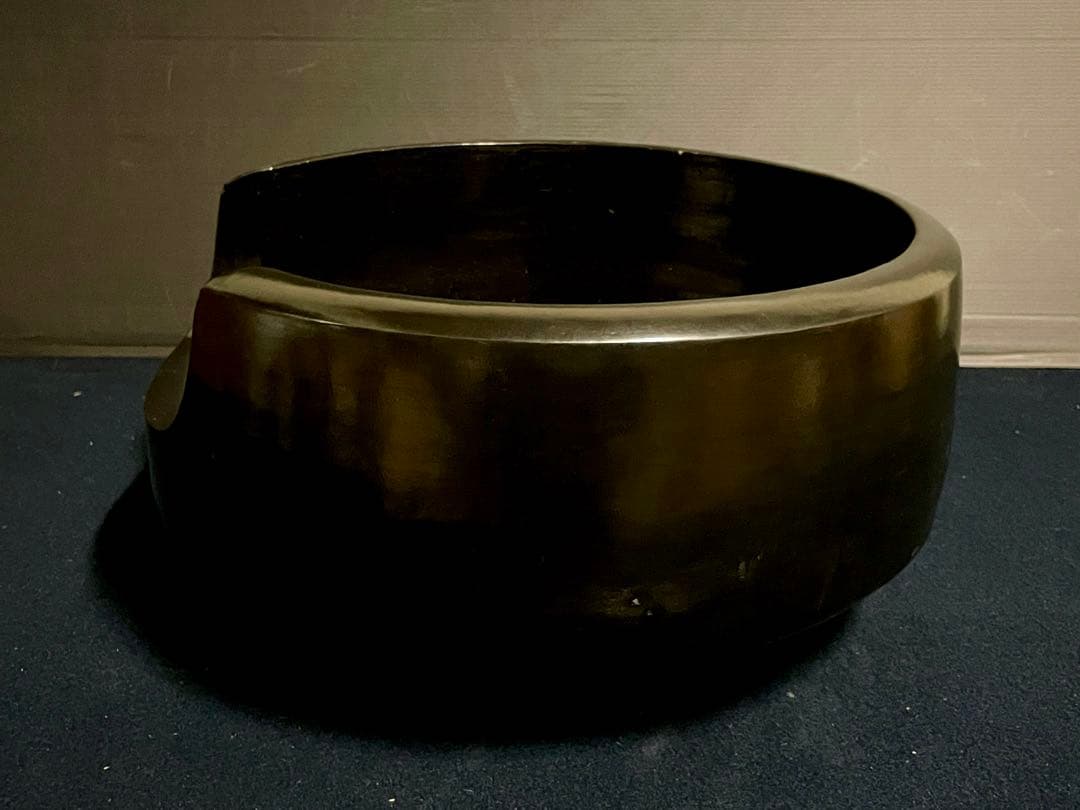 【特大】「母」 黒真塗 面取 風炉 土風炉 尺三 木箱 (17あ①)