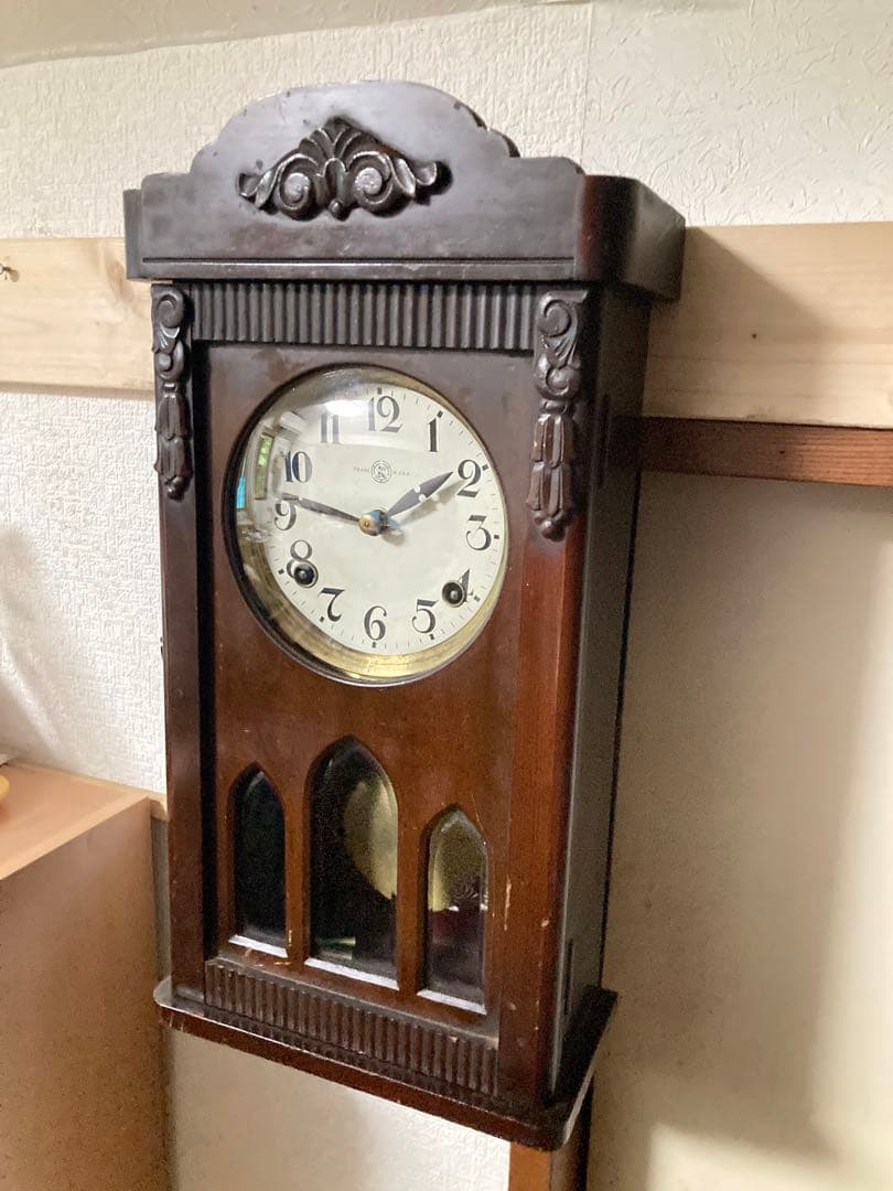 ☆連休限定価格　希少三工舎 アンティーク宮型数打ち式 8日巻 振り子時計 稼動中