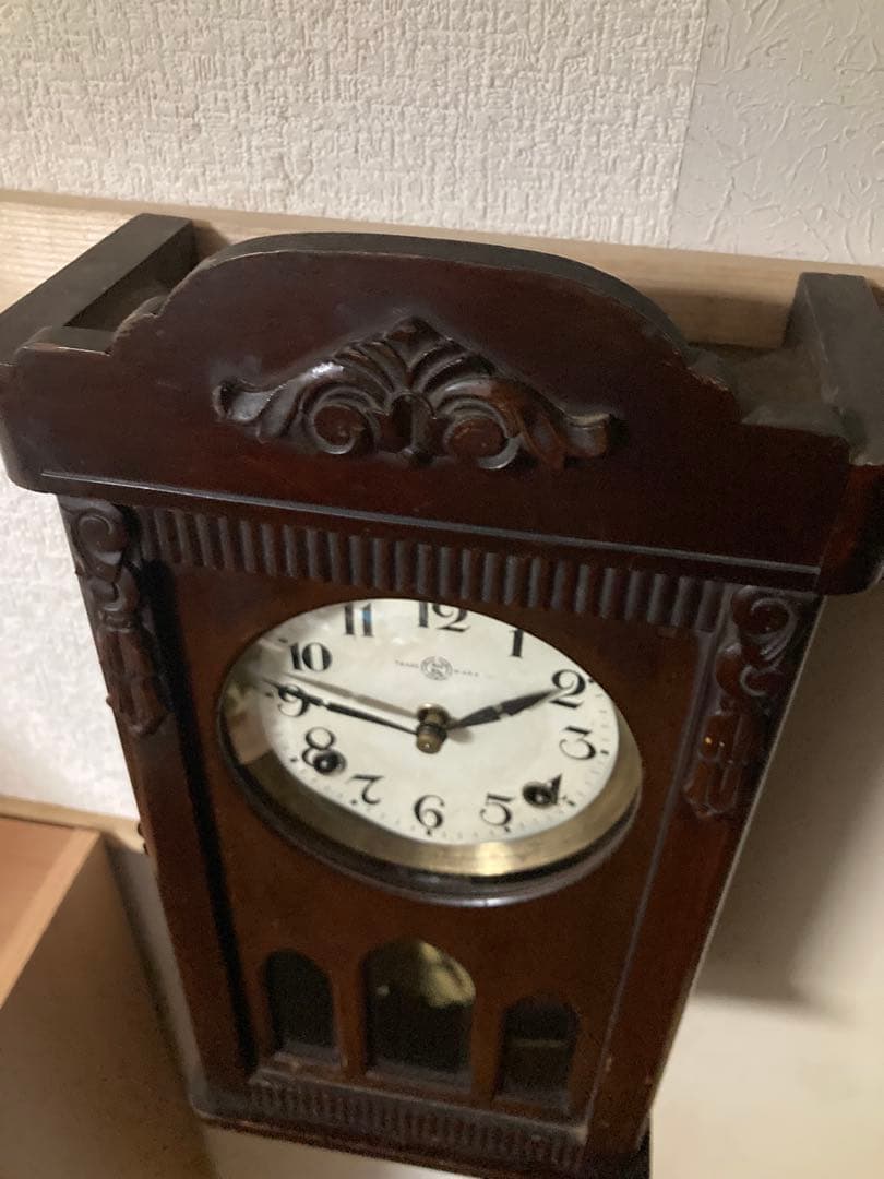 ☆連休限定価格　希少三工舎 アンティーク宮型数打ち式 8日巻 振り子時計 稼動中