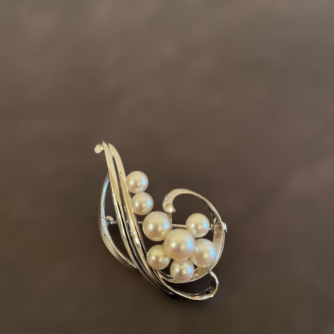 MIKIMOTOミキモト ８粒 パールブローチ シルバー あこや真珠