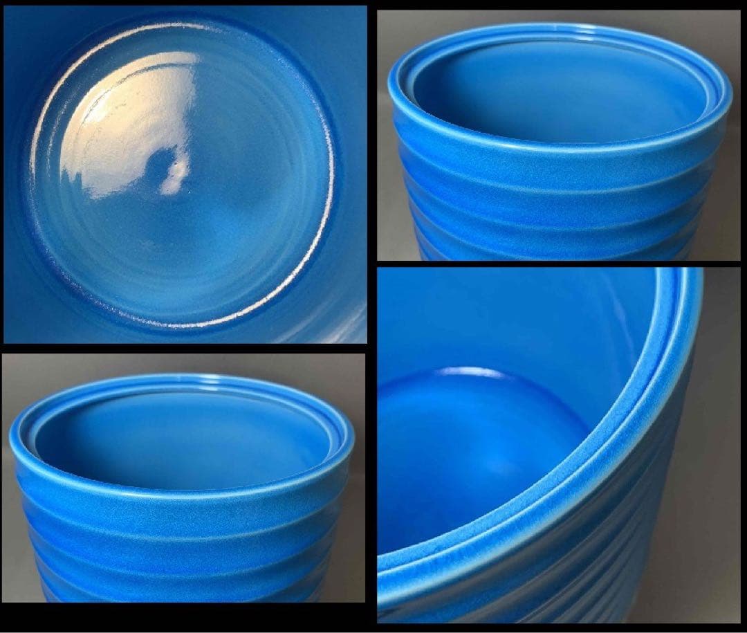 茶道具　浅葱交趾青海波水指　宮川香雲