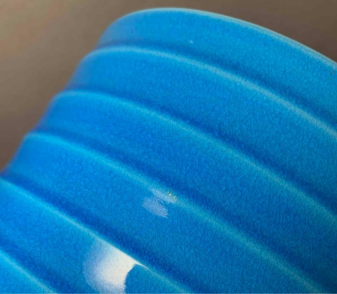 茶道具　浅葱交趾青海波水指　宮川香雲