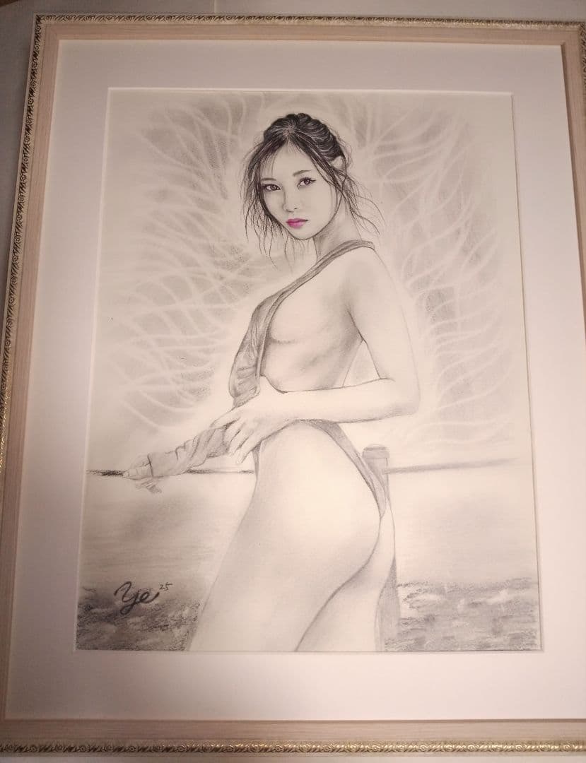 裸婦、美人画、絵画6FしなりM山本英二、真作、額縁、高塚省吾、宮永岳彦。