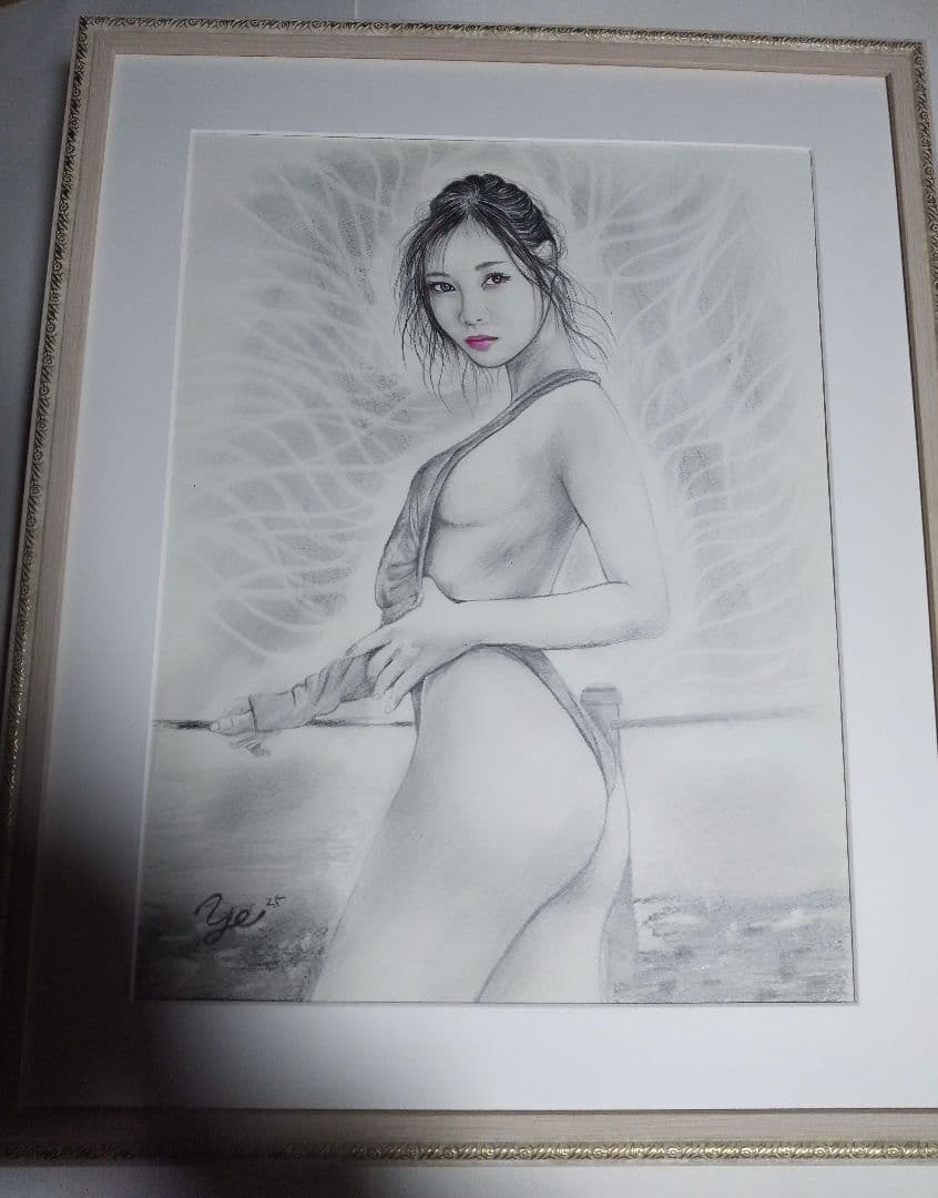 裸婦、美人画、絵画6FしなりM山本英二、真作、額縁、高塚省吾、宮永岳彦。