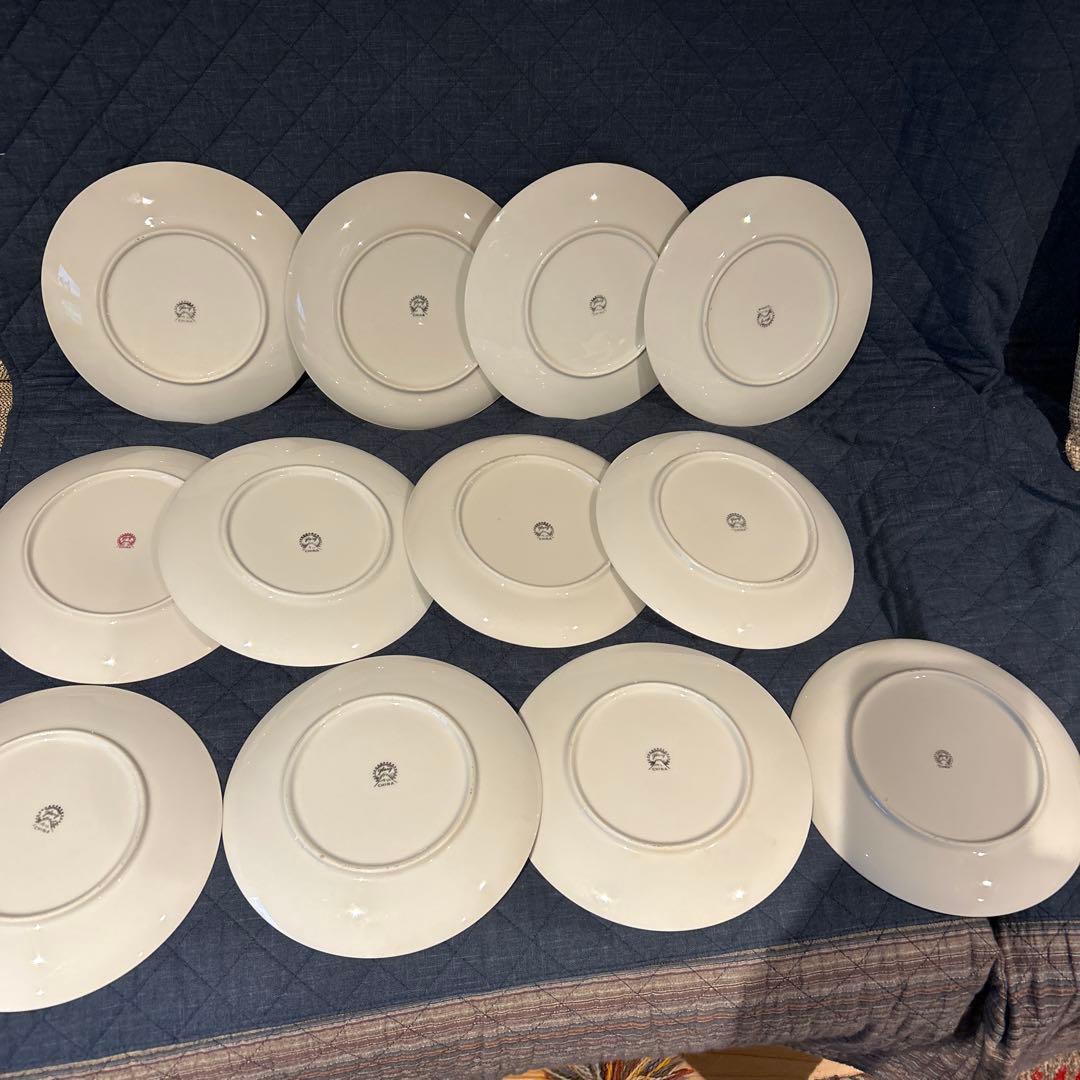 骨董　大津絵　大津祭　和陶器　皿　山車デザインの皿セット（12枚）　直径約21㎝