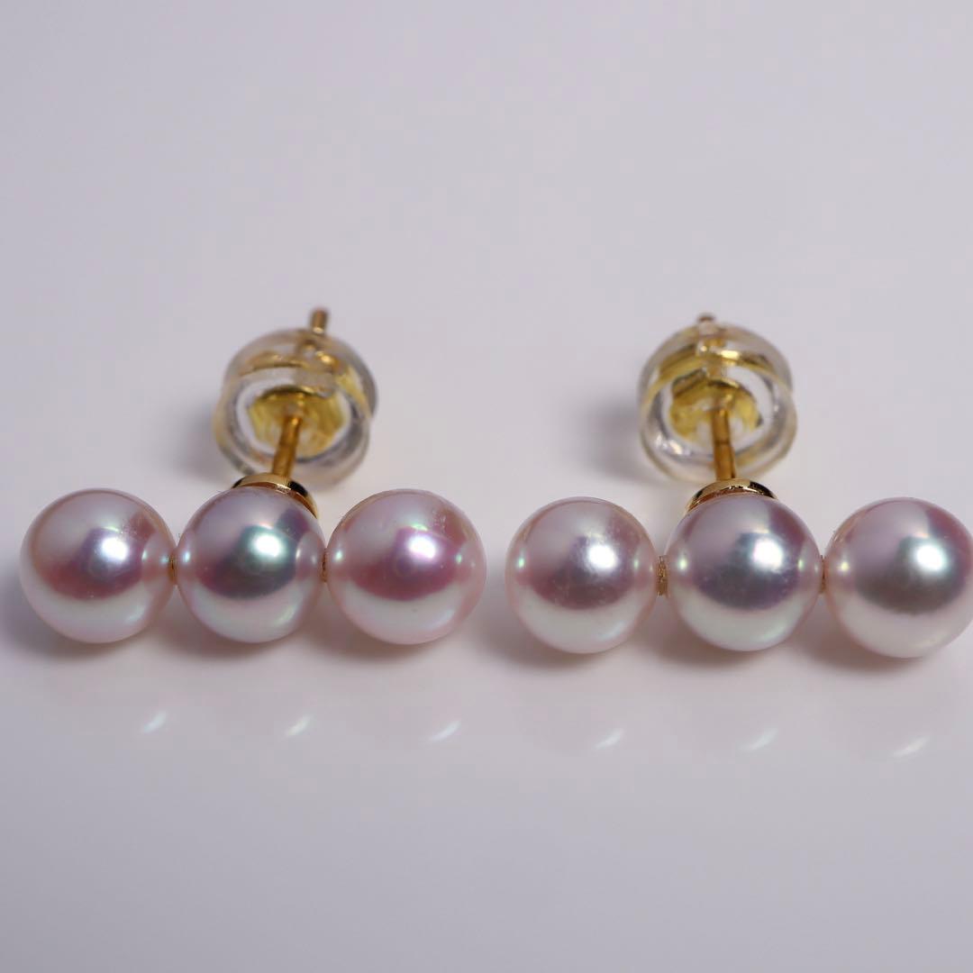 高グレード あこや真珠 ピアス あこやパール ピアス 3連ピアス 3連パール