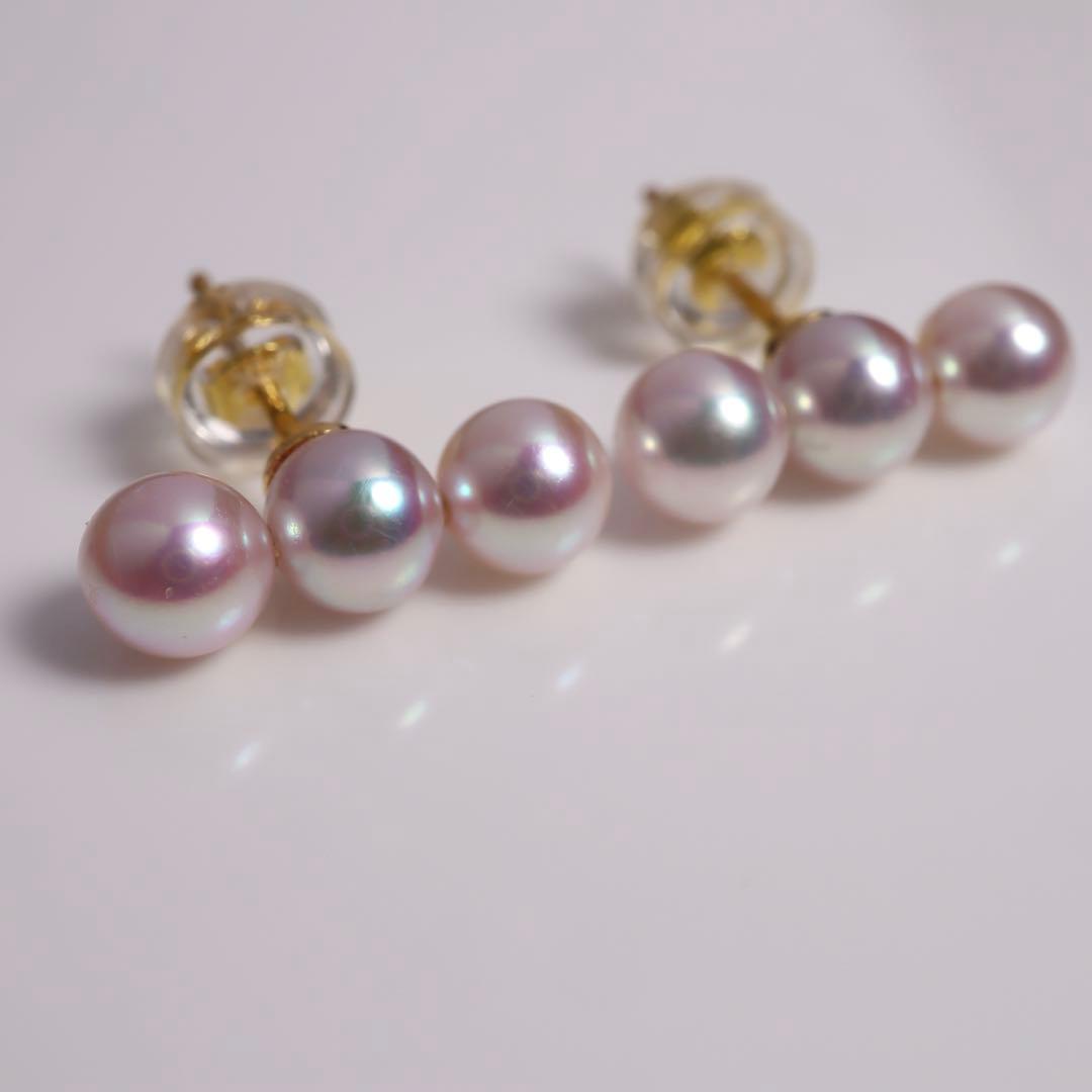 高グレード あこや真珠 ピアス あこやパール ピアス 3連ピアス 3連パール