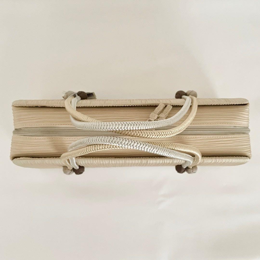 和装バッグ　横長　利休　バッグ　小田巻　ベージュ　正絹　日本製