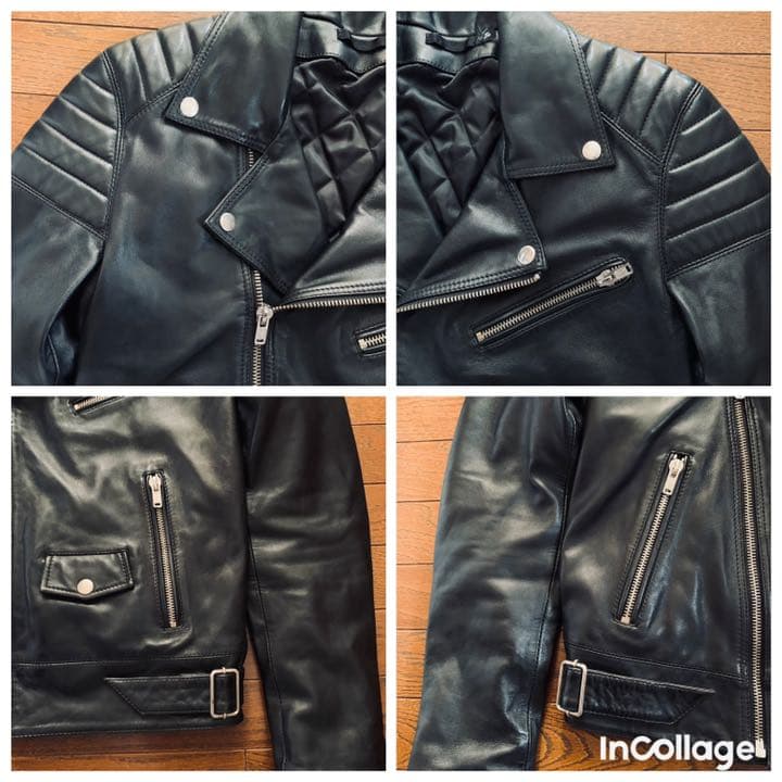 美品◆BLK DNM ブラックデニム　レザー　ライダースジャケット