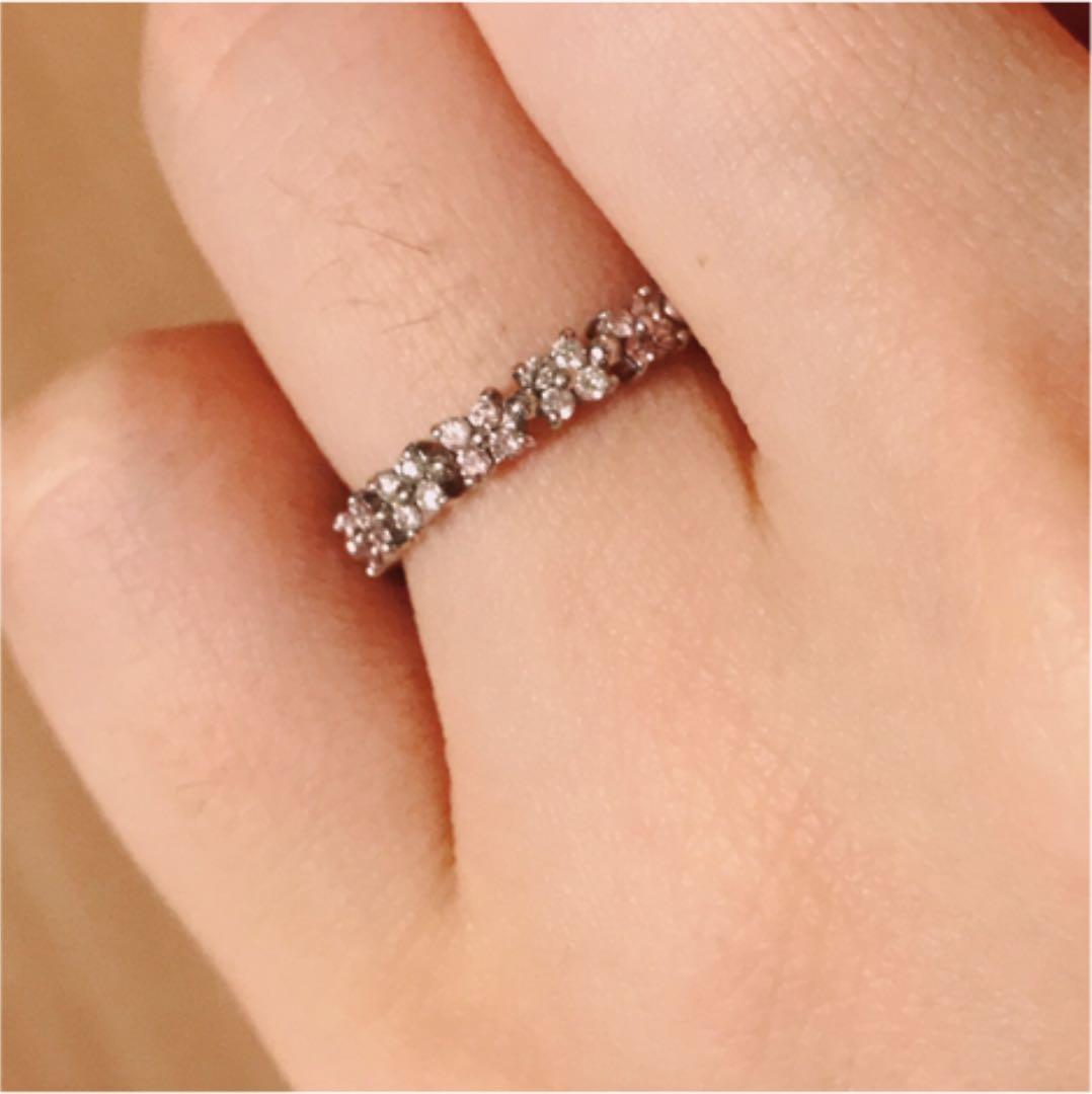 お値下げ中♡ピンクダイヤモンド フラワー　リング k18WG