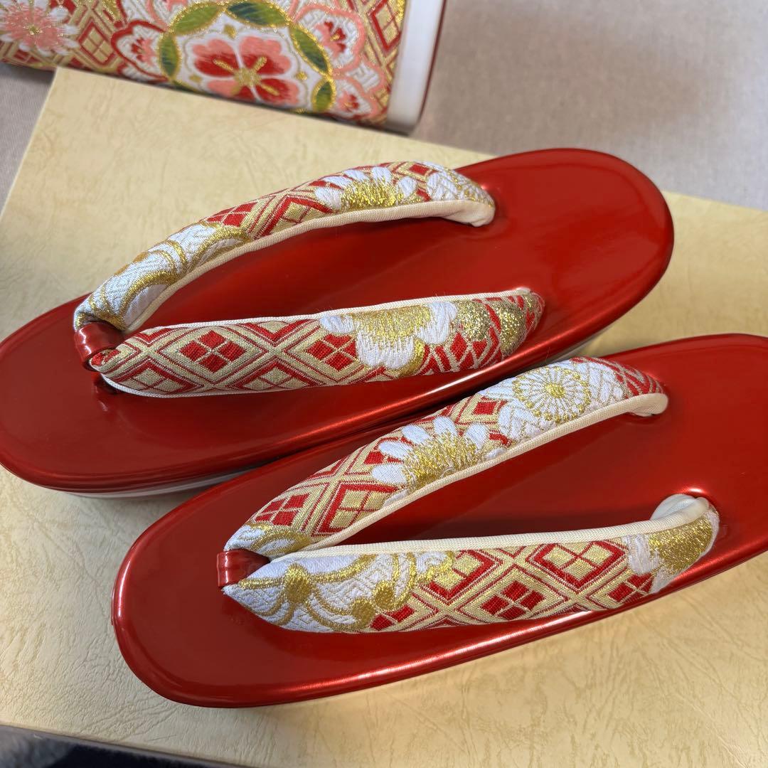 し*と様 草履バッグセット　成人式　厚底　赤