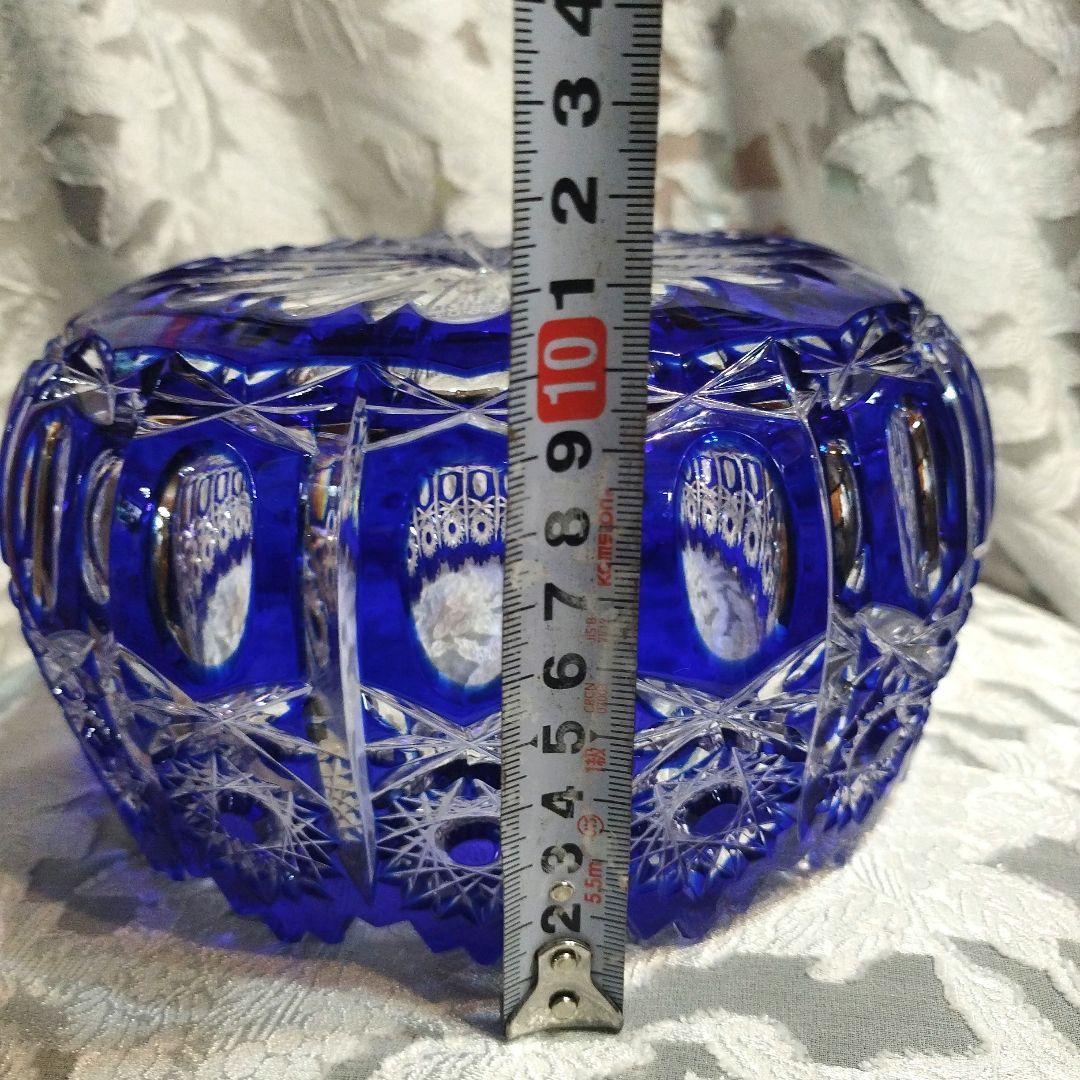 切子ブルー ガラス ボウル