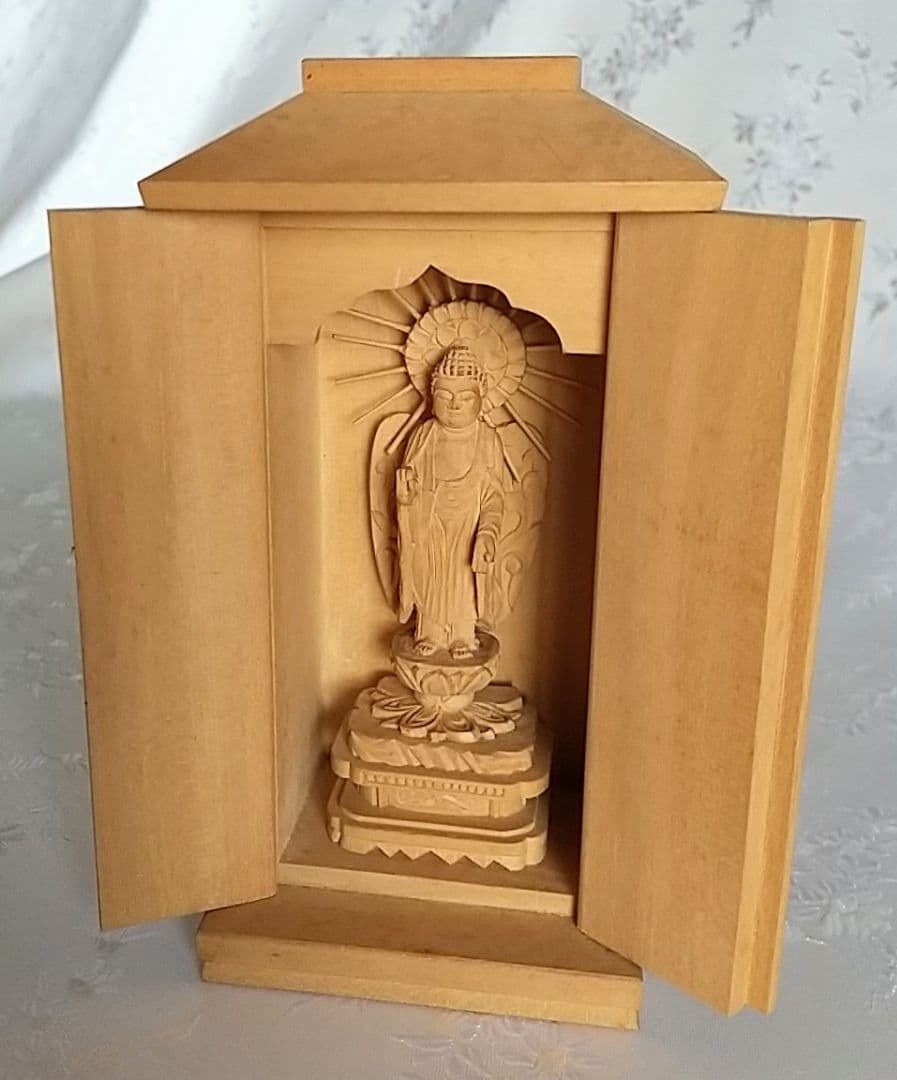 阿弥陀如来立像【極小】#401 厨子入り 木彫 仏像