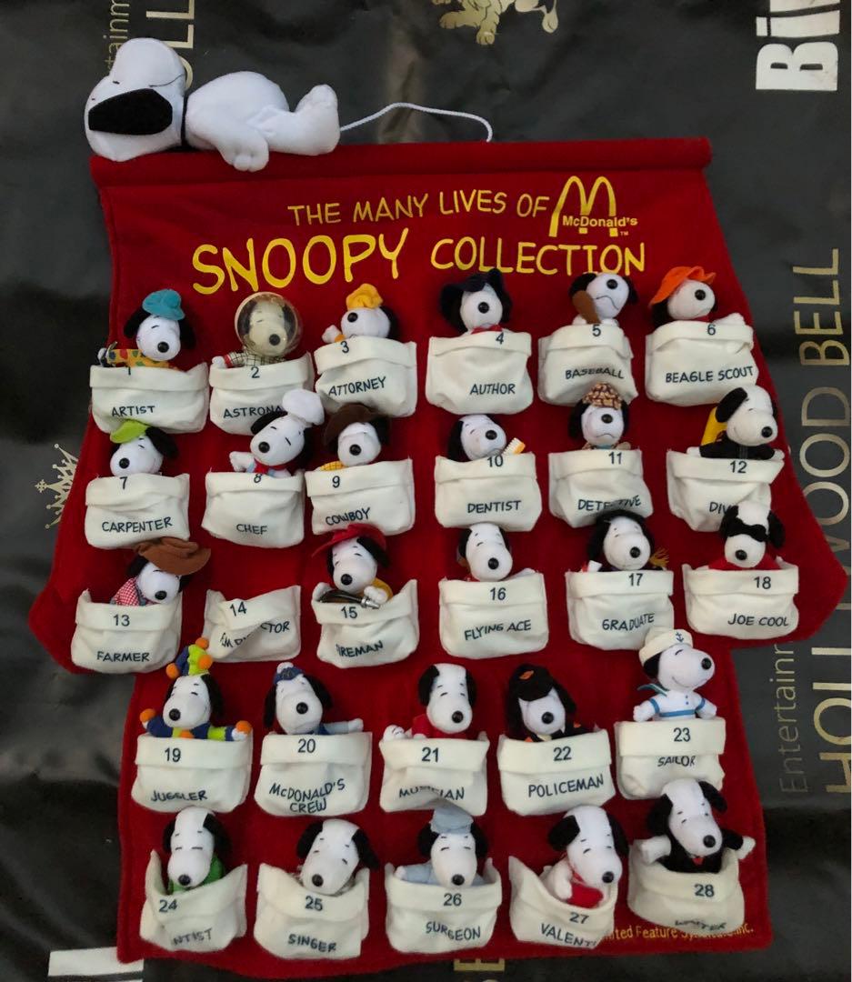 2001マクドナルドハッピーセット　スヌーピータペストリーぬいぐるみ全28種類