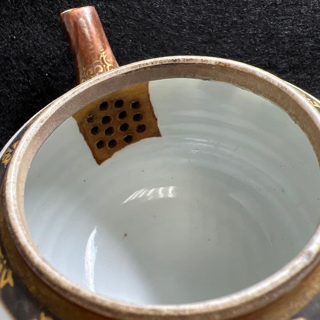 時代　九谷焼　青粒手煎茶器セット　共箱　東Y8-0108☆2Fタサチ