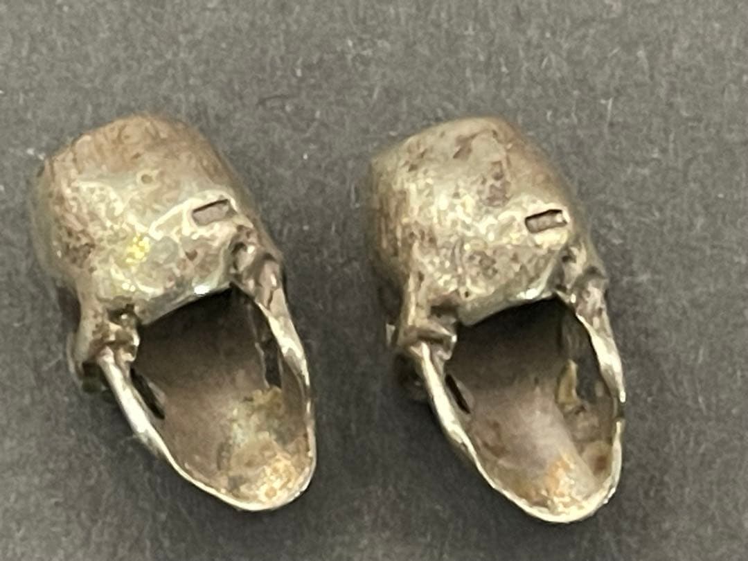 シルバー925製　シングルスカルビーズ　2個セット　ビンテージ　ハッピースカル