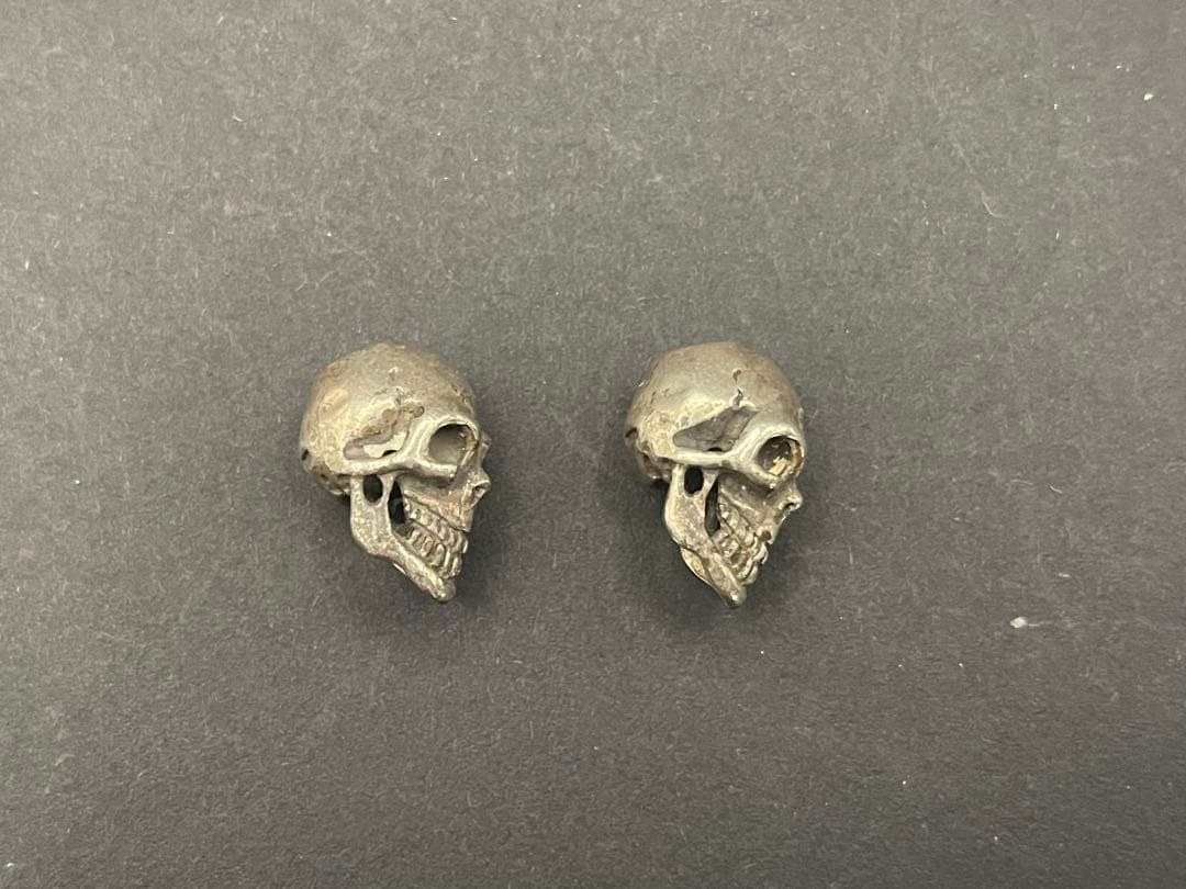 シルバー925製　シングルスカルビーズ　2個セット　ビンテージ　ハッピースカル