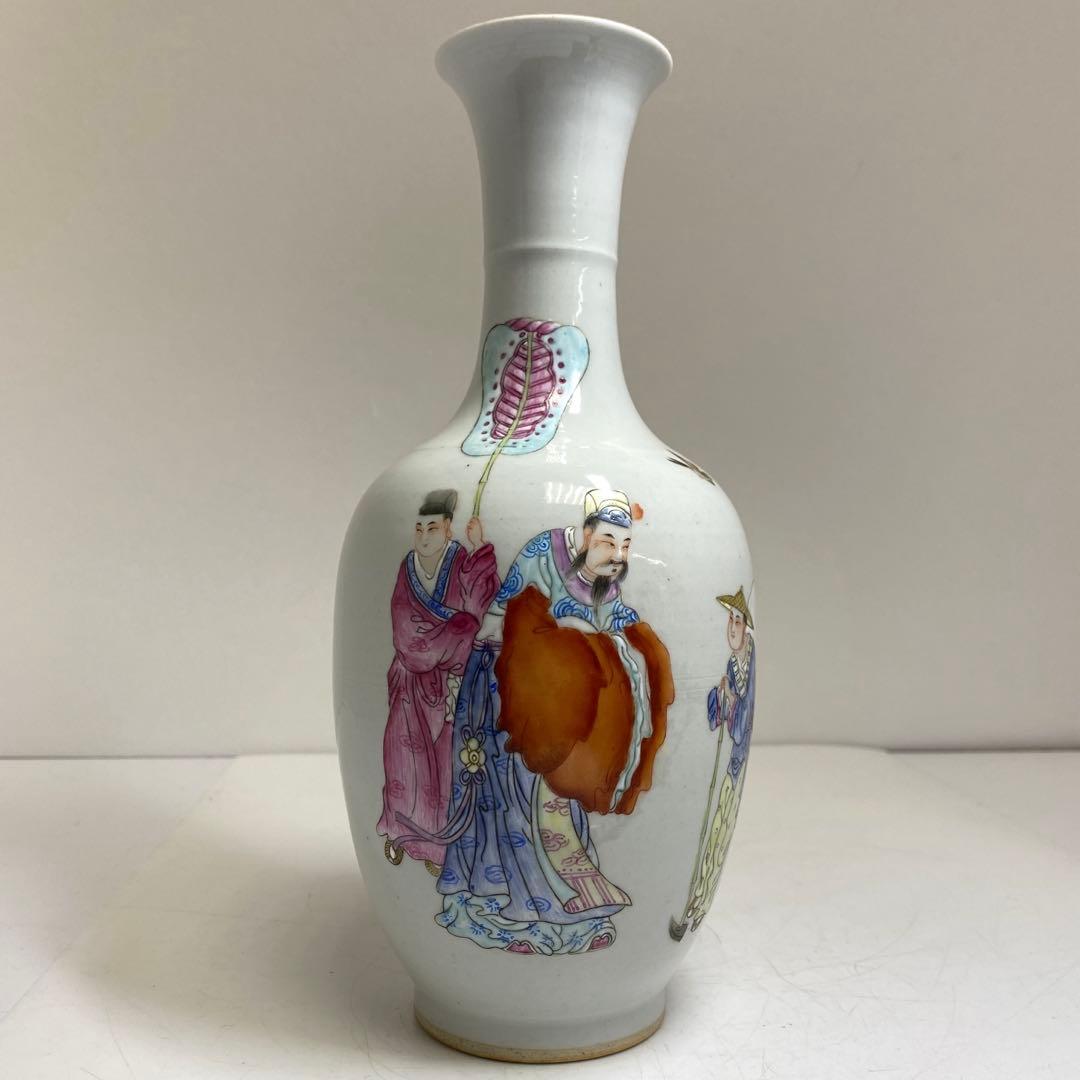 中国清朝時代　粉彩人物画　花入　高さ　25㎝　トサチ　東な8-0121☆2F