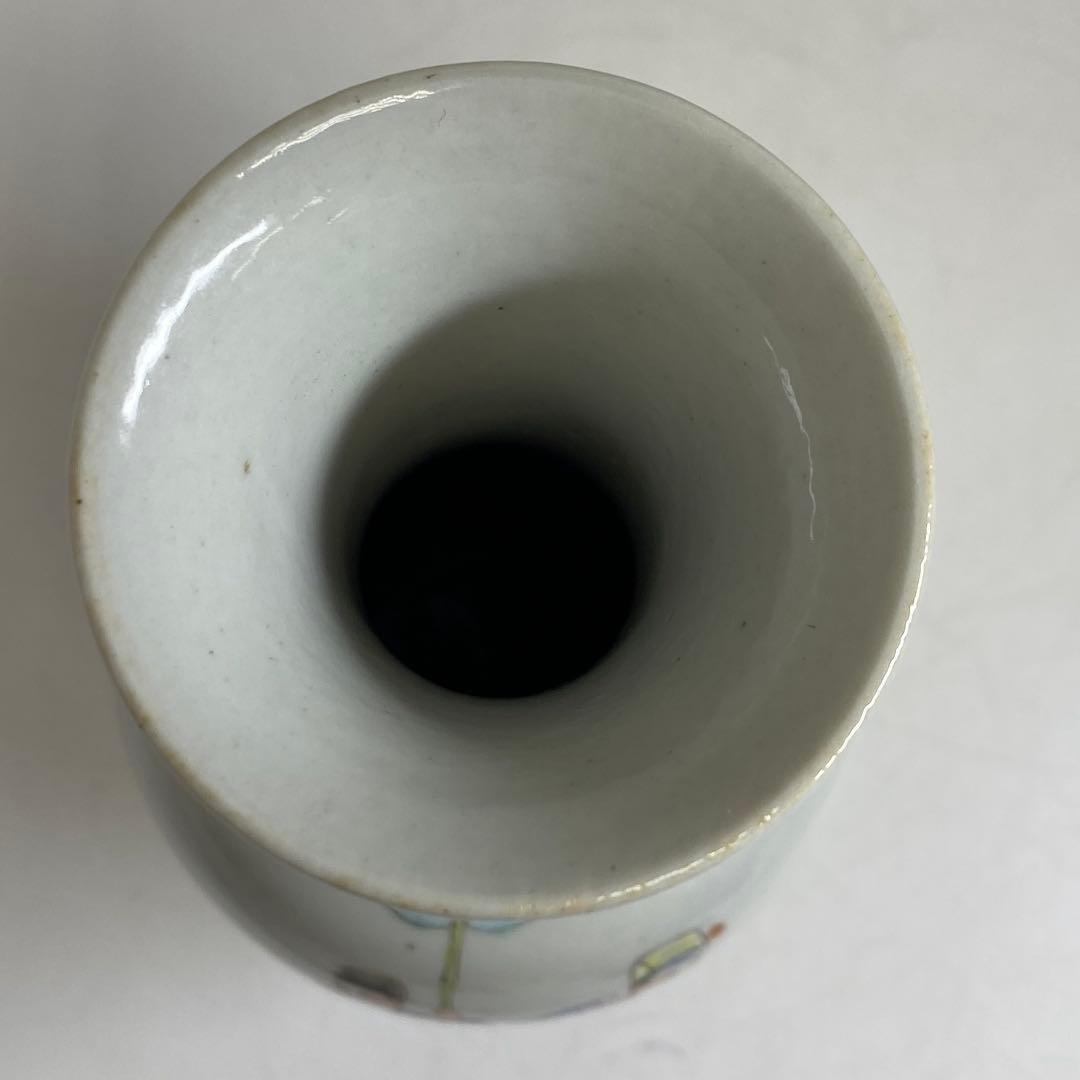 中国清朝時代　粉彩人物画　花入　高さ　25㎝　トサチ　東な8-0121☆2F