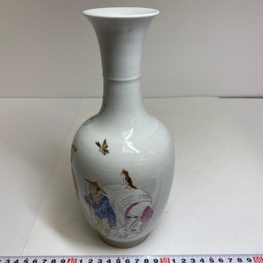 中国清朝時代　粉彩人物画　花入　高さ　25㎝　トサチ　東な8-0121☆2F