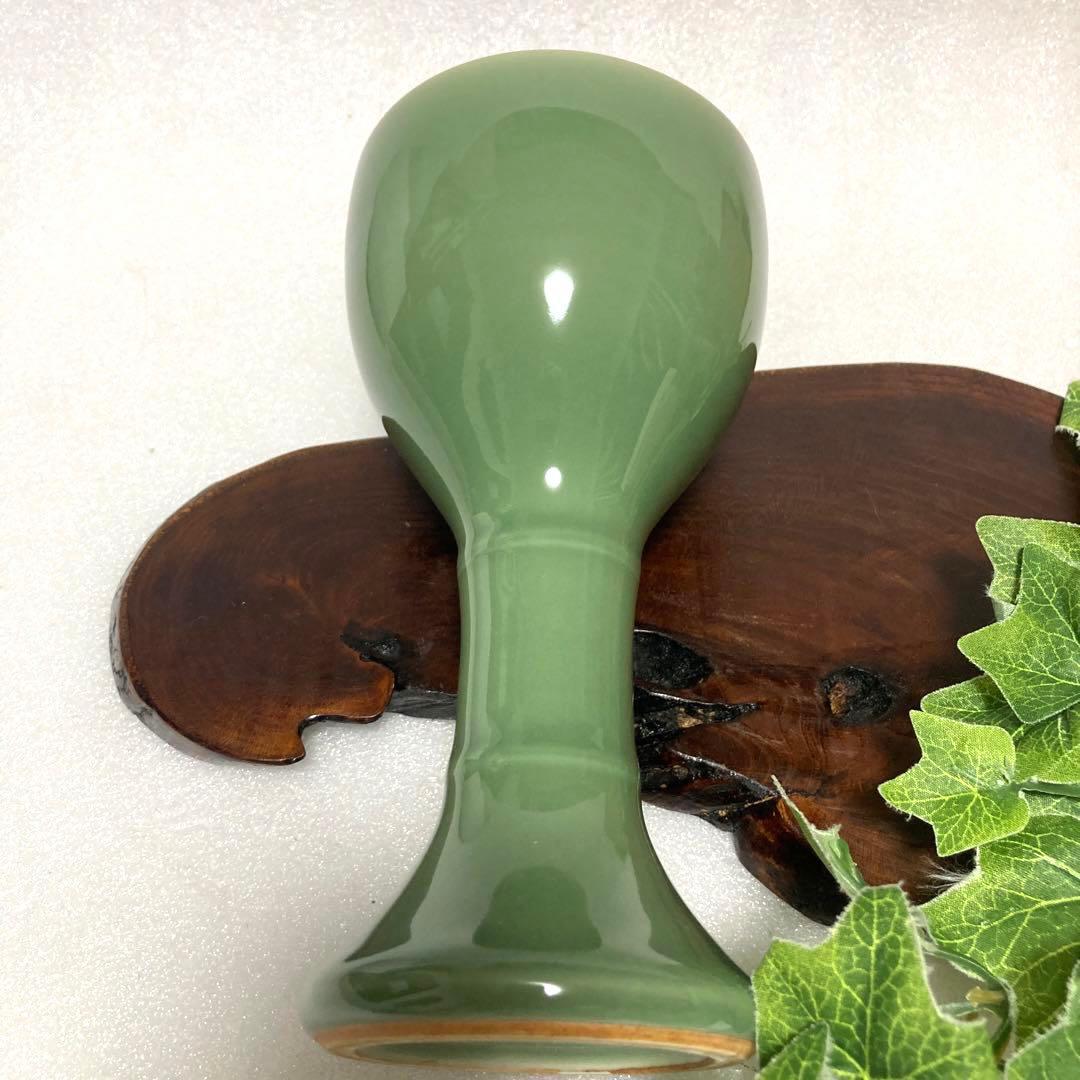 新品　骨董品　京焼　清水焼　平安 加藤渓山　加藤実　天龍寺青瓷花瓶　時代物　花器