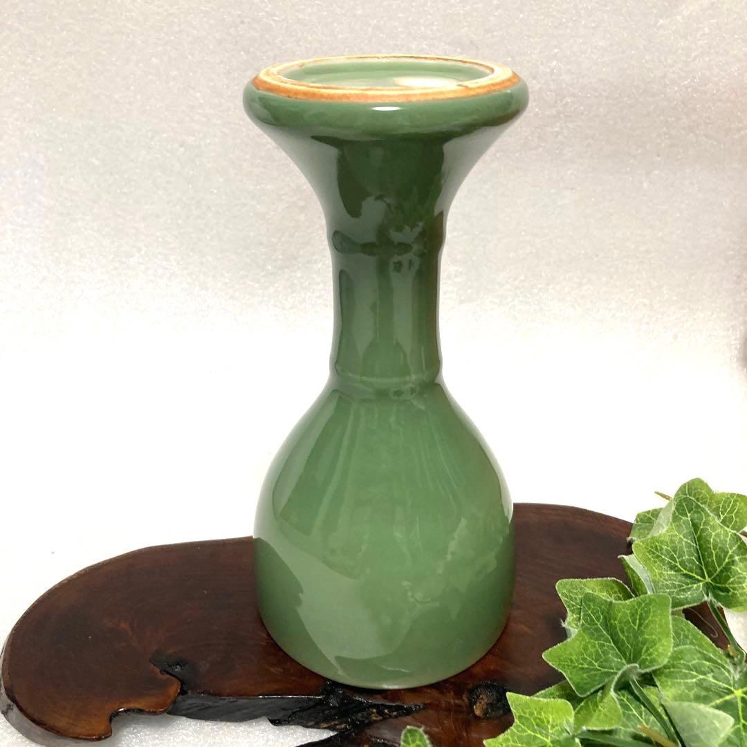 新品　骨董品　京焼　清水焼　平安 加藤渓山　加藤実　天龍寺青瓷花瓶　時代物　花器